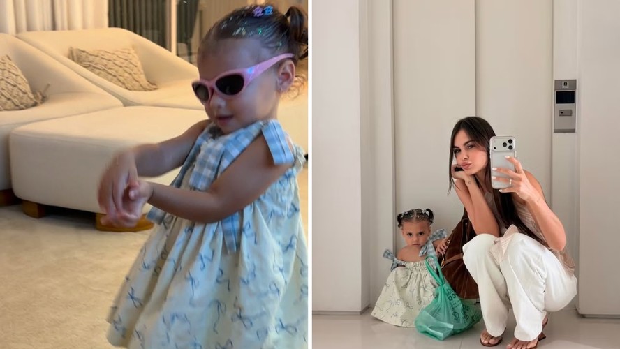 Amanda Kimberlly mostrou sua filha, Helena, dançando