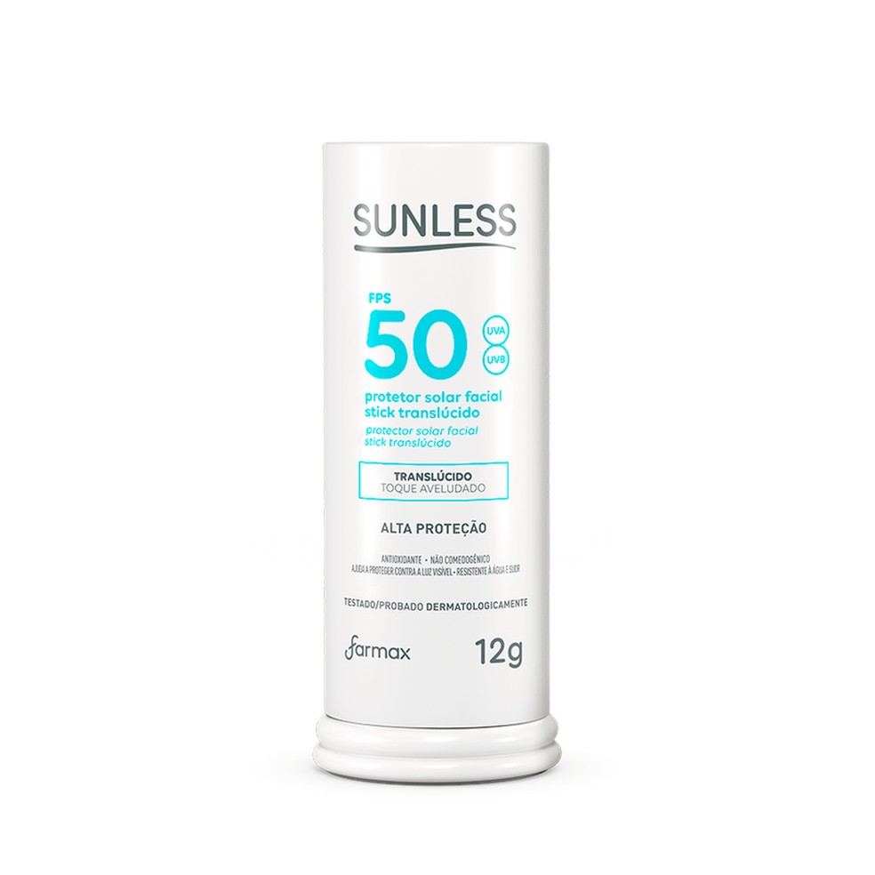 Protetor Solar Facial FPS 50 Stick Translúcido, de Sunless, R$ 69,90 — Foto: Divulgação