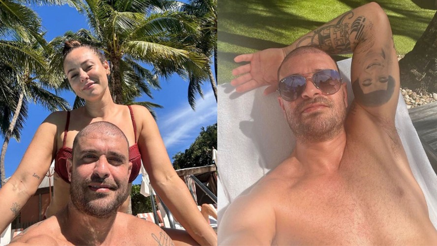 Diogo Nogueira encanta com clique ao lado de Paolla Oliveira em dia curtindo a piscina