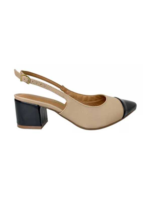 Scarpin slingback Vizanno (Bege Preto - 38)