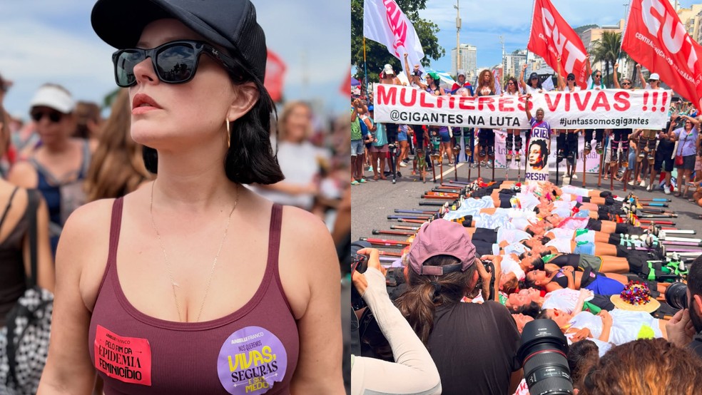 Mari Bridi em protesto — Foto: Reprodução/ Instagram @eumaribridi