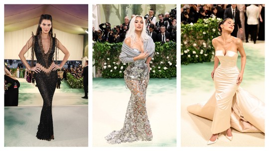 Clã Kardashian-Jenner vai do vintage ao controverso vestido com cardigã, no Met Gala; veja detalhes 