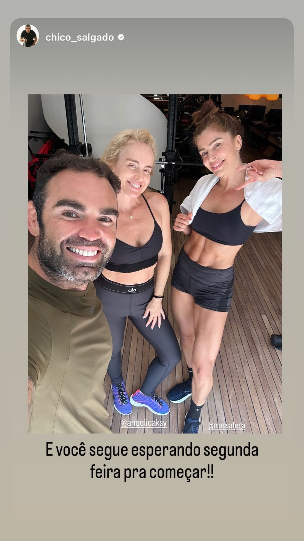 Angélica e Grazi Massafera posam juntas após o treino — Foto: Reprodução/ Instagram