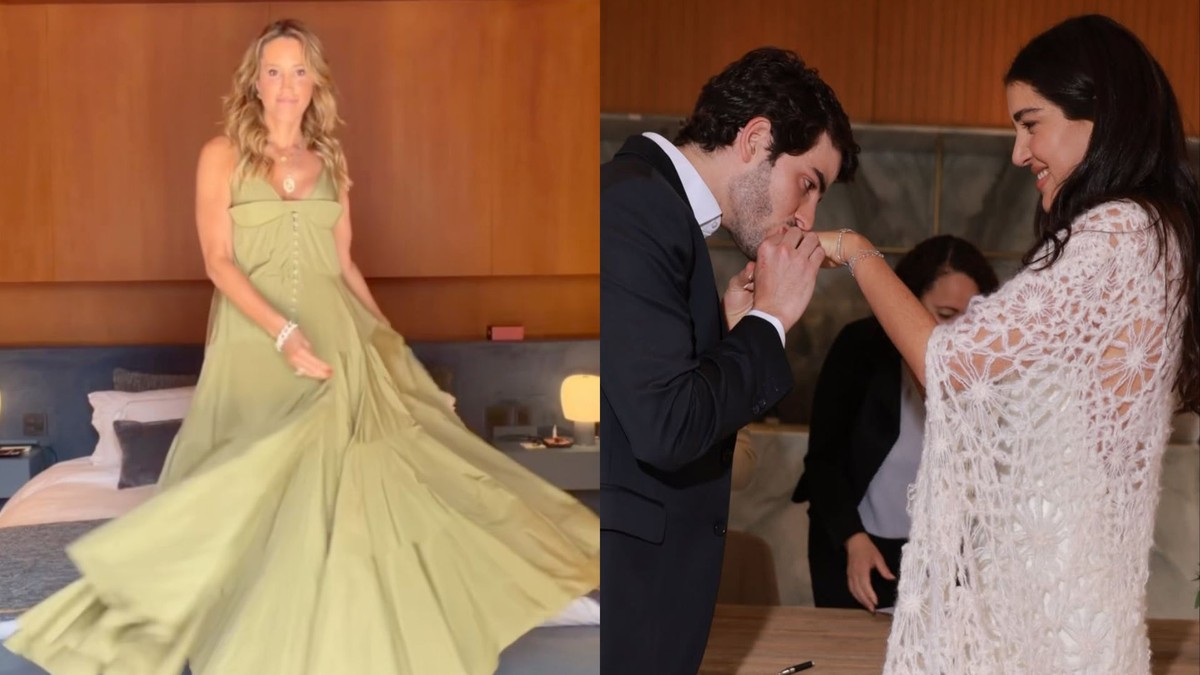 Imagem ilustrativa sobre Ana Luiza e Pedro Felmanas se casam; vestido bordado e Ivete no evento