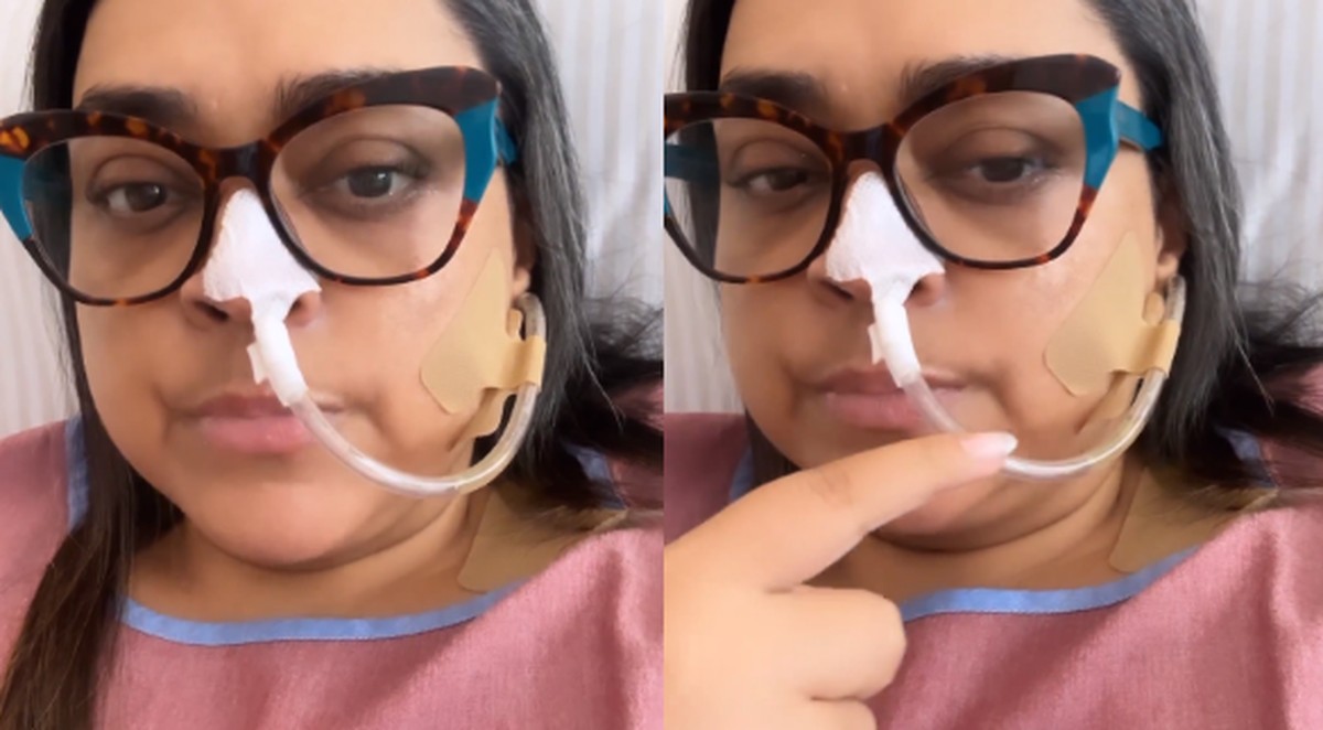Britta Gill poses with a probe in her nose and talks about her bowel obstruction after surgery: ‘It made me feel sick, I threw up’ |  celebrities