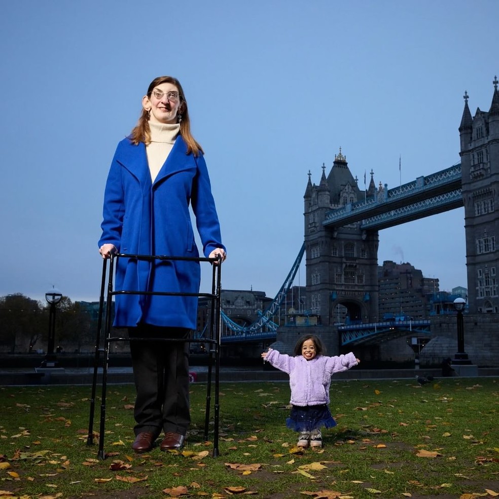 Rumeysa Gelgi e Jyoti Amge são as mulheres mais alta e mais baixa do mundo; conheça suas histórias — Foto: Reprodução/Instagram