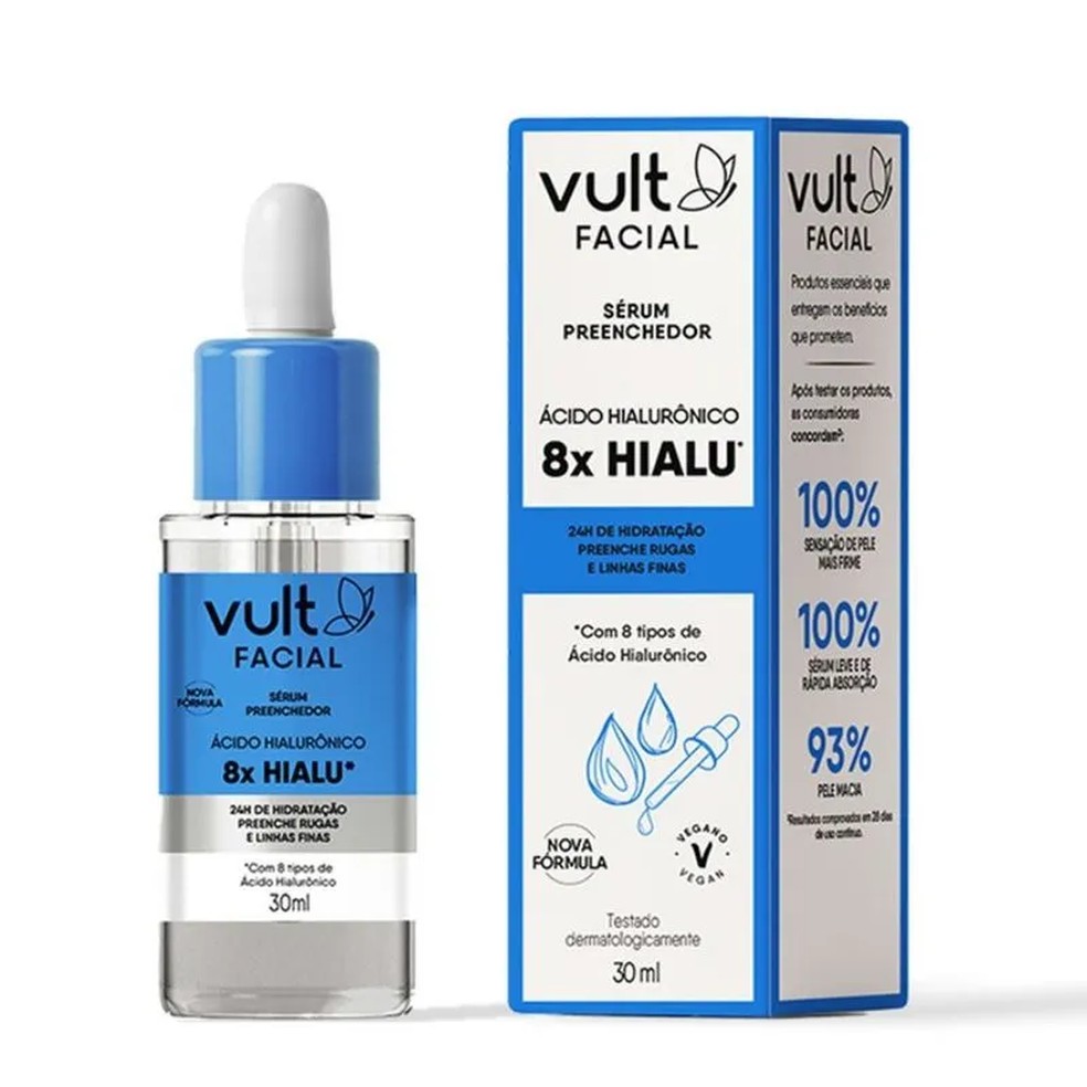 Sérum Preenchedor 8x Hialu, de Vult, R$ 61,99 — Foto: Divulgação