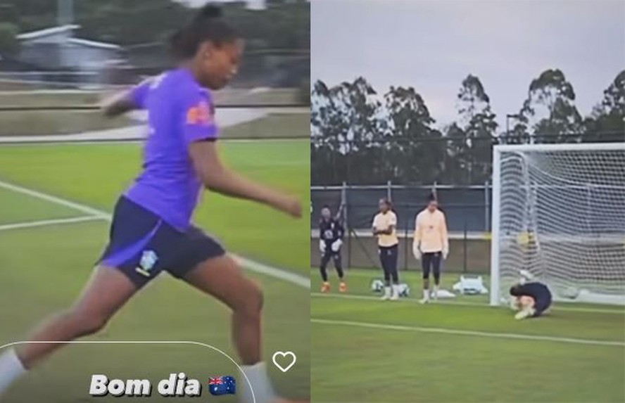 Ary Borges vibra com gol durante treino da Seleção Brasileira