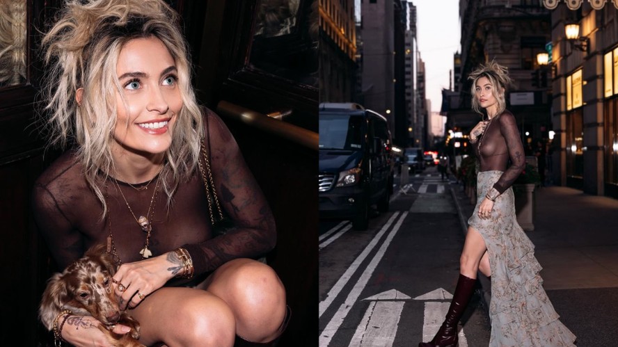 Paris Jackson ousa com look transparente para a New York Fashion Week