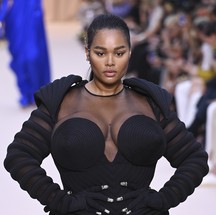 Precious Lee para Jean Paul Gaultier por Olivier Rousteing — Foto: Getty