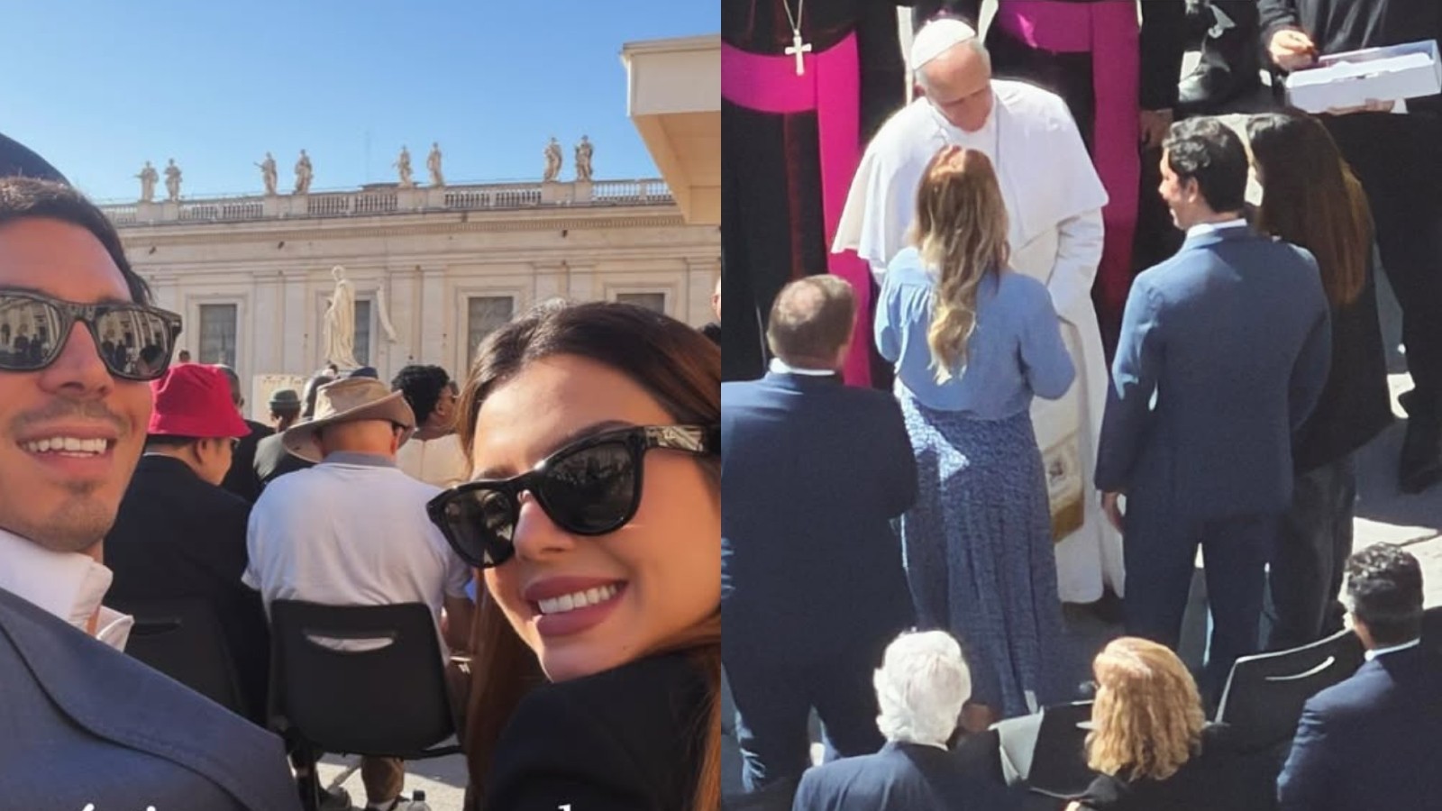 Capa fotográfica da fonte da Aflora: Giovanna Lancellotti e Gabriel David recebem benção do Papa Leão XIV no Vaticano: 'Dia mágico'