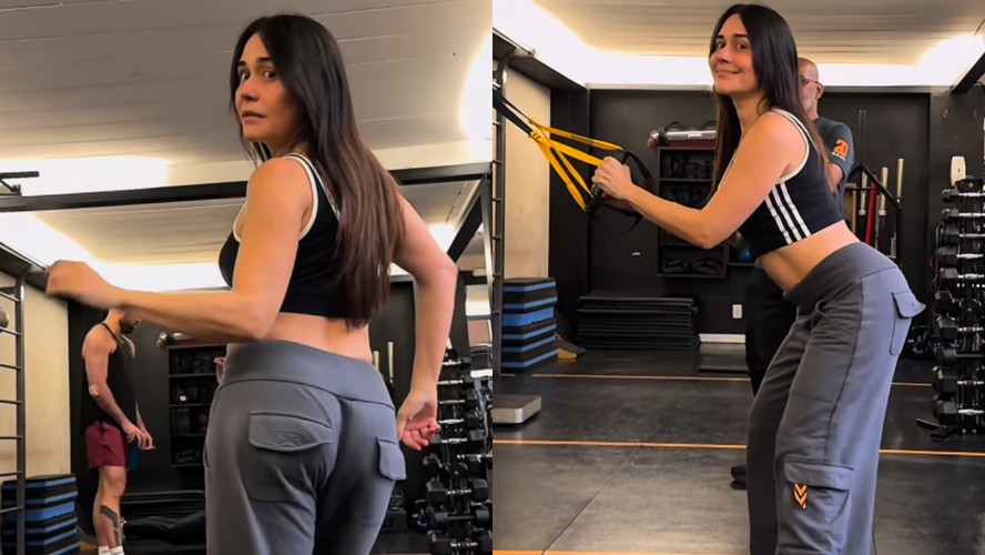 Alessandra Negrini mostrou seu treino na academia