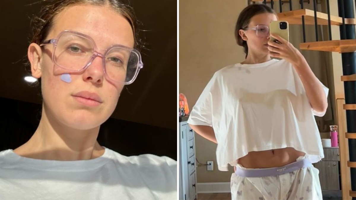 Millie Bobby Brown surge de pijama, dá close na barriga e confunde fãs
