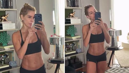 De shortinhos, Deborah Secco exibe abdômen definido após treino: 'Sem make, sem filtro e descabelada'
