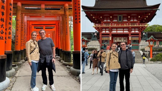 Ana Furtado e Boninho turistam pelas ruas de Kyoto, no Japão: ‘Apaixonados’