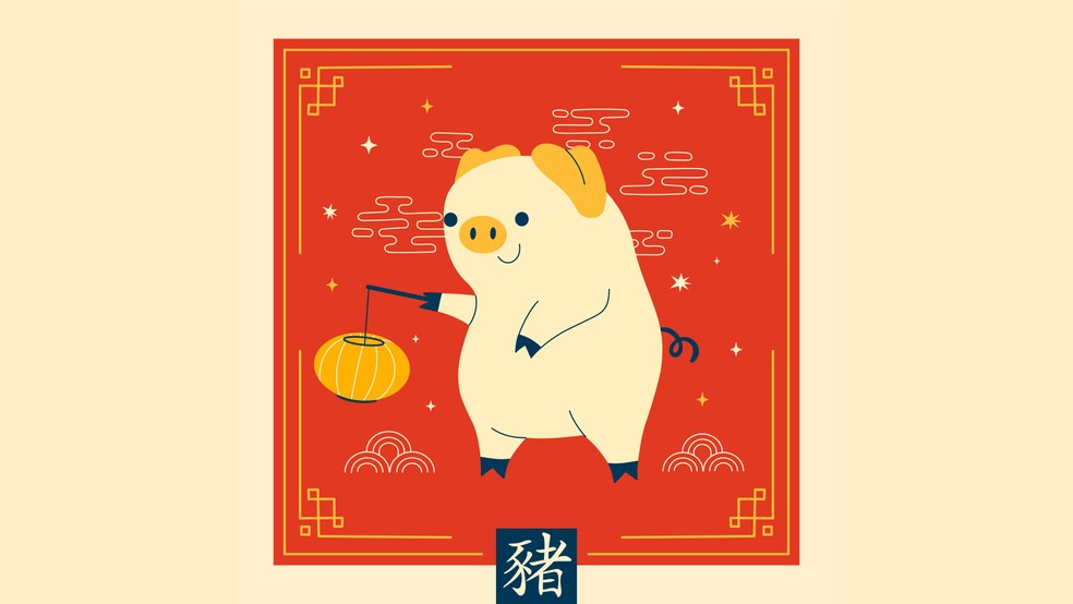 O Javali, ou Porco, é o décimo segundo e último signo do horóscopo chinês. Este signo é associado à honestidade, à generosidade e à determinação — Foto: Reprodução/Freepik