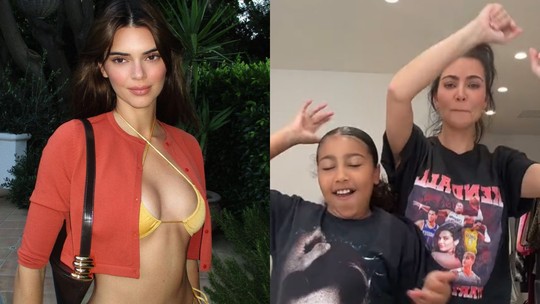 Kim Kardashian zoa Kendall Jenner com camiseta estampando 'ex-contatinhos' da irmã