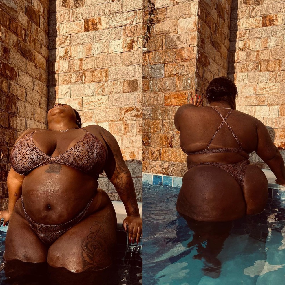 Jojo Todynho aproveitou o tempo firme do Rio de Janeiro para renovar o bronze e se refrescar na piscina de sua casa — Foto: Reprodução Instagram