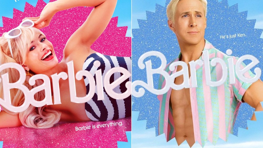 Margot Robbie e Ryan Reynolds nos pôsteres de 'Barbie'