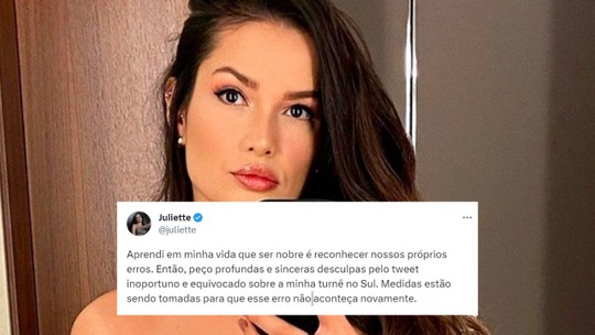 Juliette pede desculpas após polêmica ao anunciar turnê Ciclone em Porto Alegre: 'Peço profundas e sinceras desculpas'