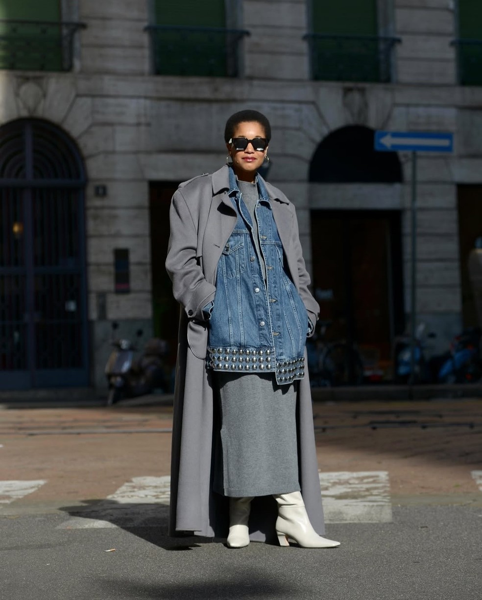10 formas de usar jaqueta jeans no inverno — Foto: Reprodução/Instagram @tamumcpherson