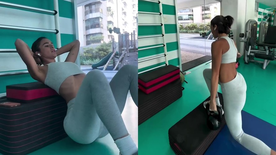 Bruna Marquezine cumpre rotina de musculação