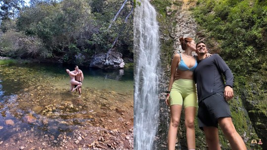 Ana Clara curte cachoeira da Chapada dos Veadeiros com namorado
