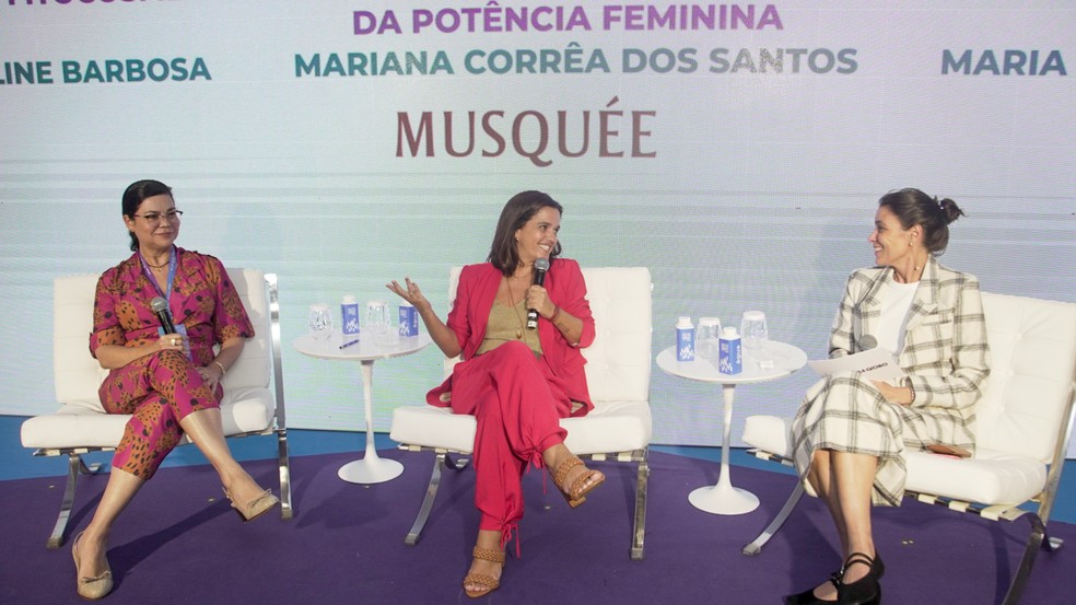 Dra. Jackeline Barbosa, vice-presidente médica e científica da Herbarium, e Mariana Corrêa dos Santos, gerente de marketing da Herbarium, na décima edição do Power Trip Summit — Foto: Bruna Brandão