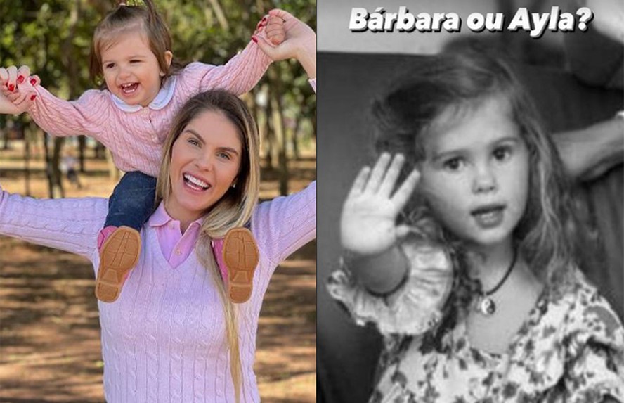 Bárbara Evans posta foto de criança e faz comparativo com filha