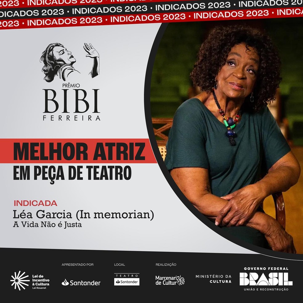 Léa Garcia  concorre ao Prêmio Bibi Ferreira — Foto: reprodução/instagram