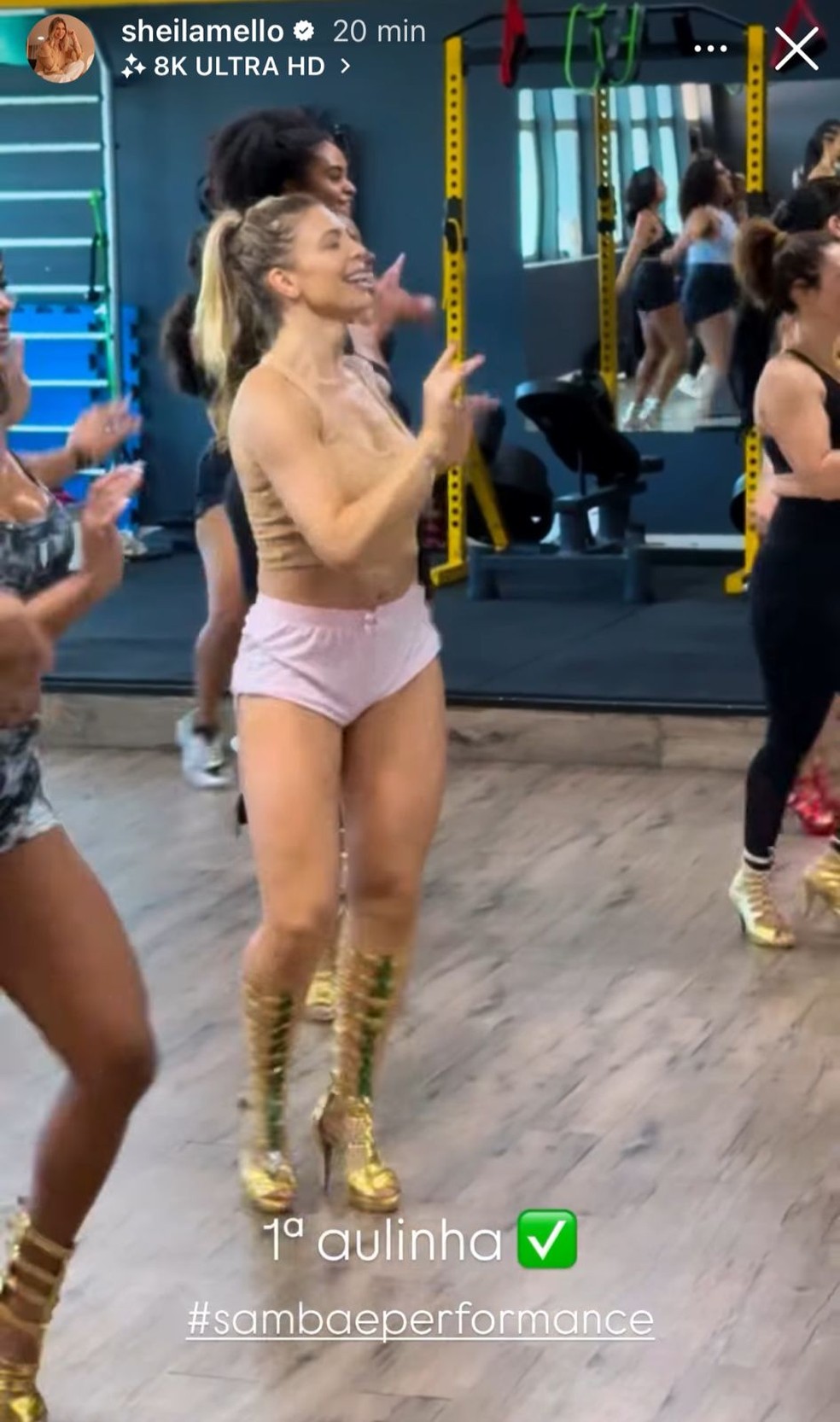 Sheila Mello rouba a cena em aula de samba — Foto: Reprodução/Instagram