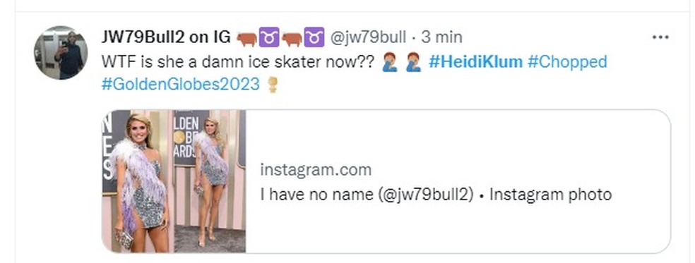 Heidi Klum foi comparada a uma patinadora de gelo — Foto: Reprodução/Twitter