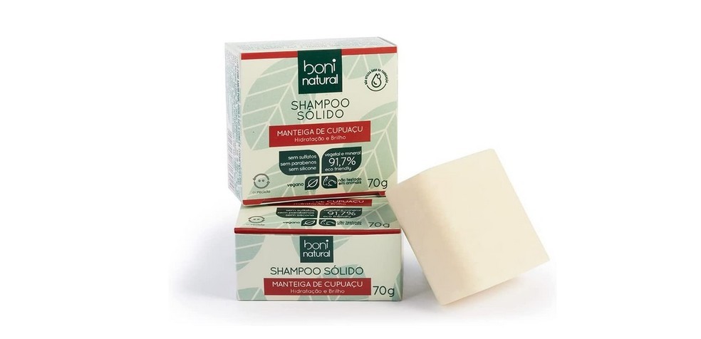 O shampoo em barra da Boni Natural é composto por manteiga de cupuaçu  — Foto: Reprodução/Amazon