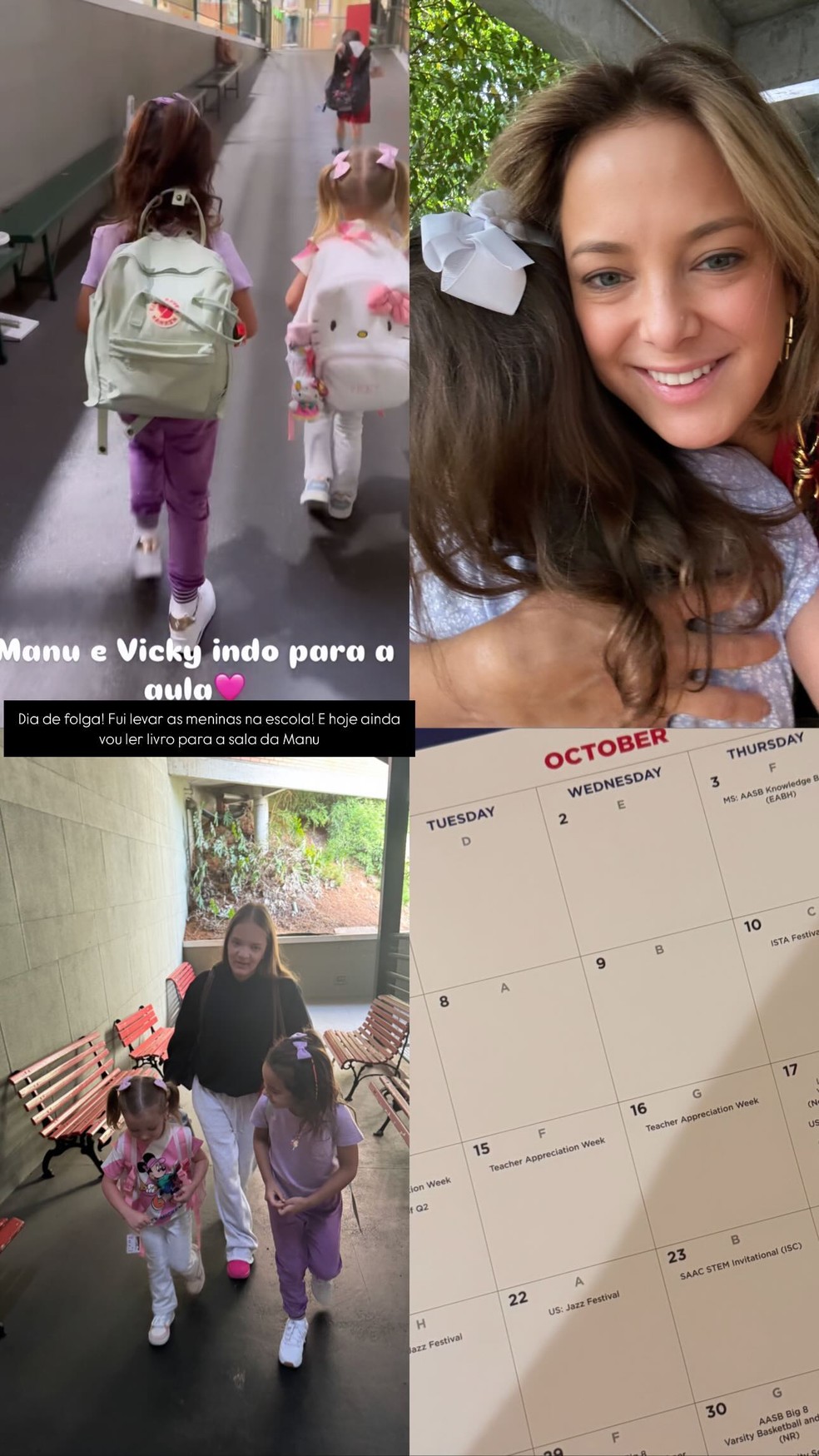 Rafaella Justus acompanha as irmãs na escola — Foto: Reprodução/Instagram