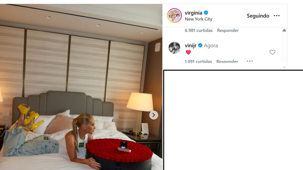 Vini Jr. comenta no álbum de Virginia — Foto: Reprodução/ Instagram