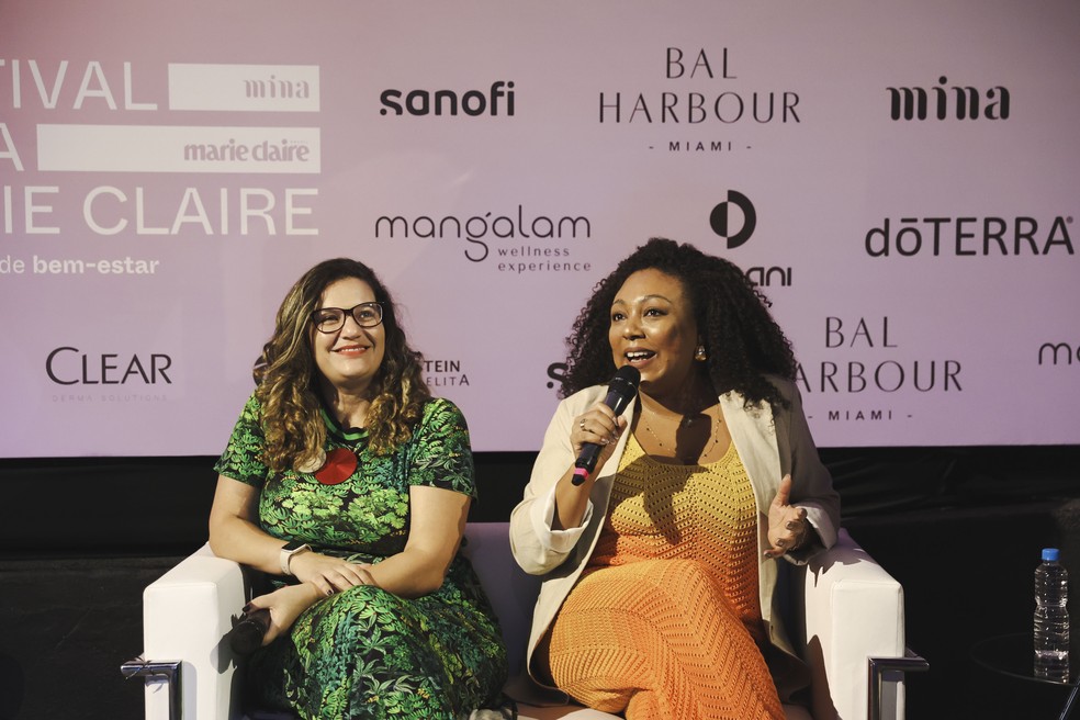 Bárbara dos Anjos Lima e Cintia Aleixo no Festival Mina Marie Claire em São Paulo — Foto: Carine Wallauer