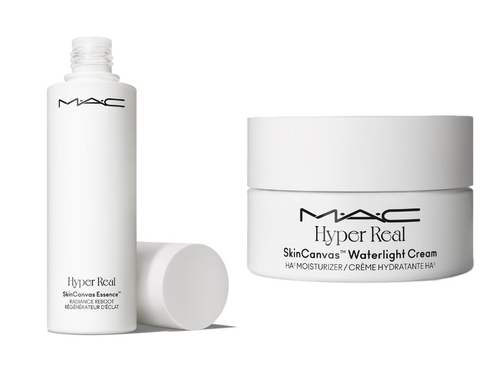 Hyper Real Skincanvas Essence™ Radiance Reboot e Hyper Real Skincanvas™ Waterlight Cream Ha3 Moisturizer, MAC — Foto: Divulgação