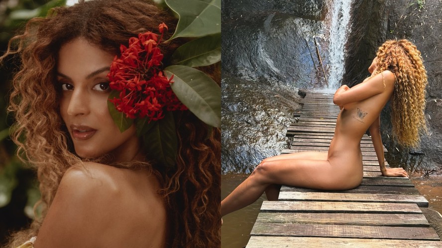 Sucesso em 'Três Graças', Gabriela Loran posa nua em cachoeira e recebe chuva de elogios