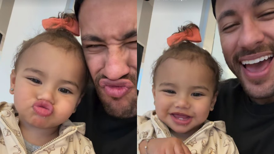 Mavie aparece com look de R$ 2 mil em momento com o pai, Neymar: 'Essa  gosta da bagunça'