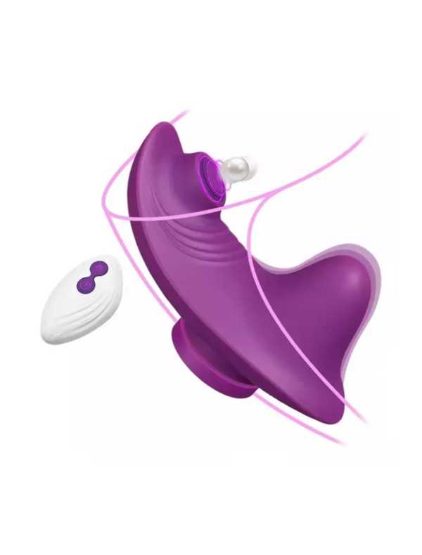 Vibrador e sugador violeta com controle