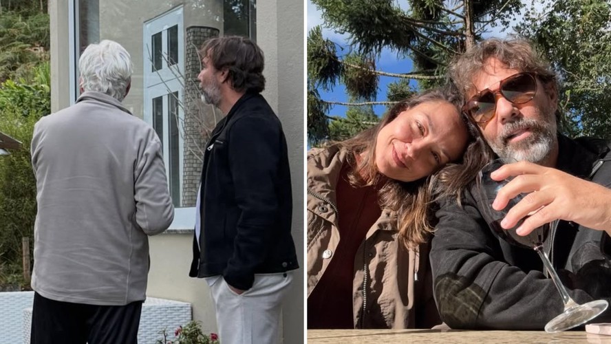 Marcelo Faria curte viagem com a mulher e o pai, Reginaldo Faria