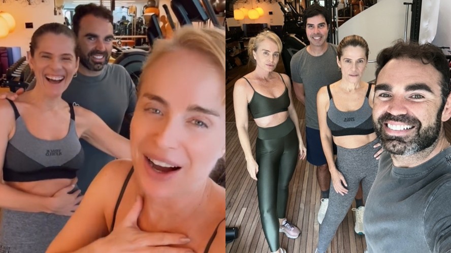 Angélica e Ingrid Guimarães se divertem e suam muito ao treinarem juntas
