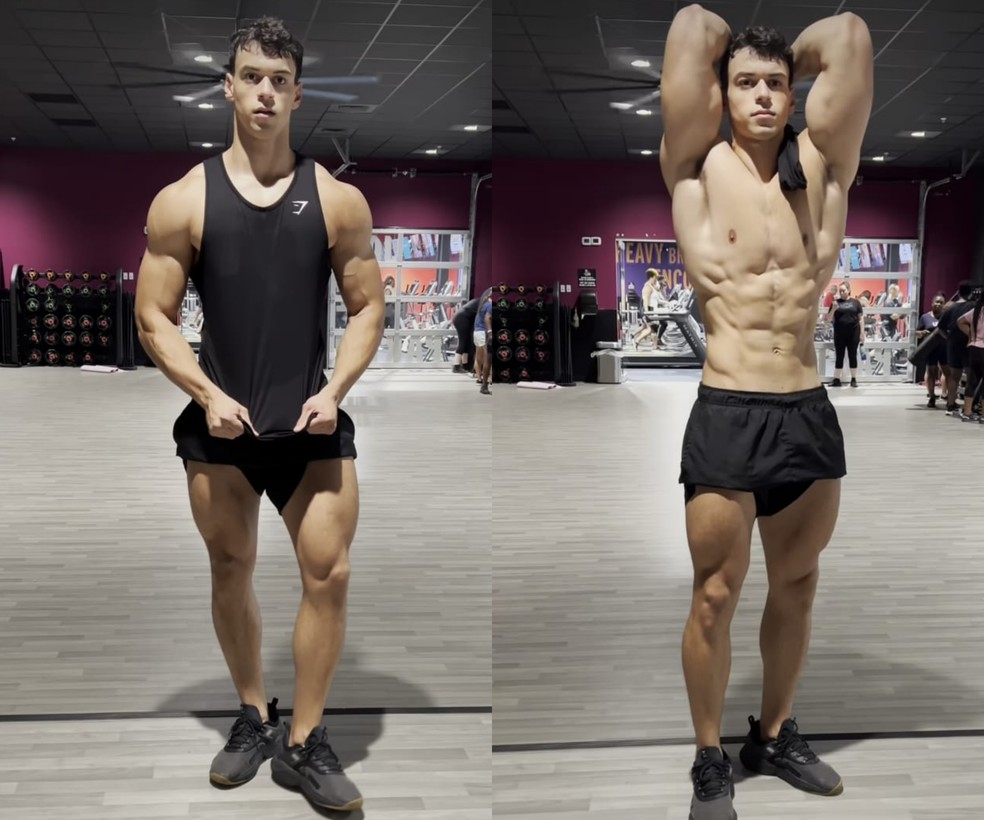 Victor Alexandre tirou a camisa e exibiu o corpo musculoso  — Foto: Reprodução Instagram