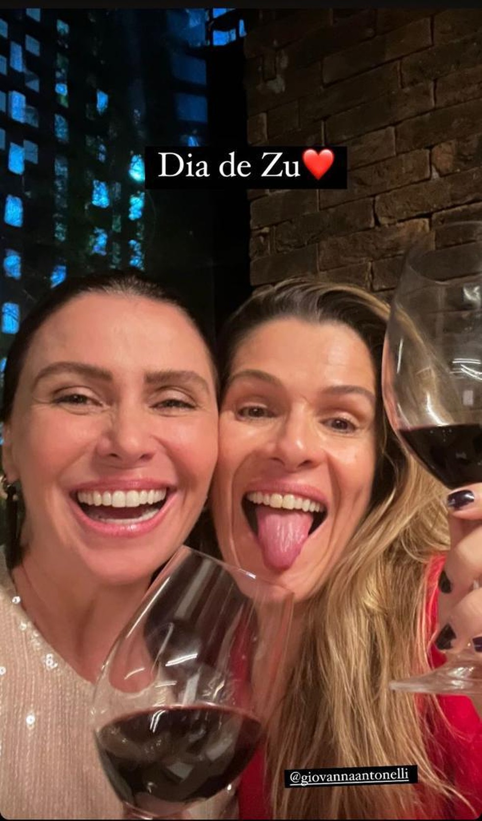 Jantar de Ingrid Guimarães e Giovanna Antonelli — Foto: Reprodução/Instagram