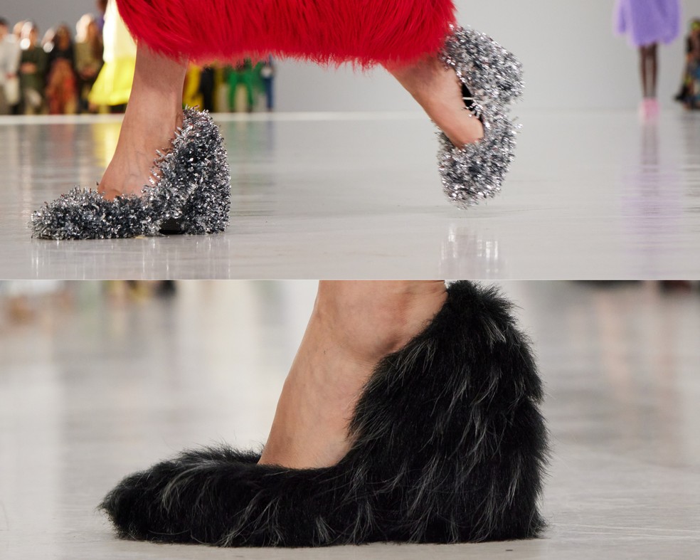 Os sapatos mais inusitados das semanas de moda -MSGM — Foto: Getty
