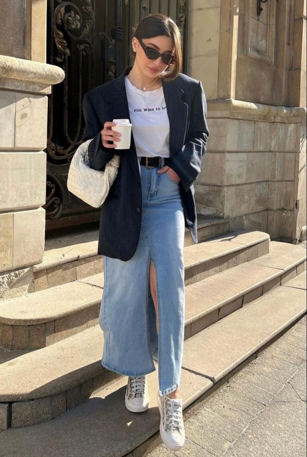 Looks Saia Longa Jeans Claro Longa Preta Saia Longa Rasgada Look Jeans Moda Evangelica Saia Longa Jeans  Claro Saia Longa Jeans