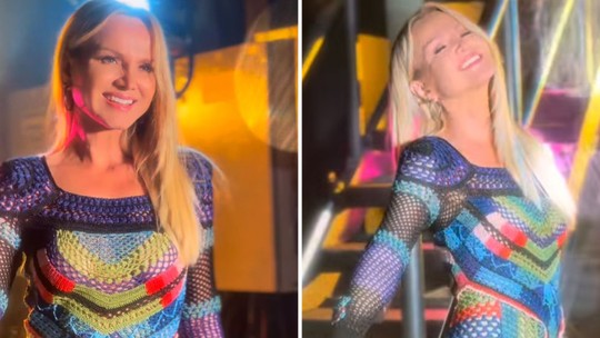 Eliana brilha em vestido multicolorido de crochê: 'Seja luz por onde for'