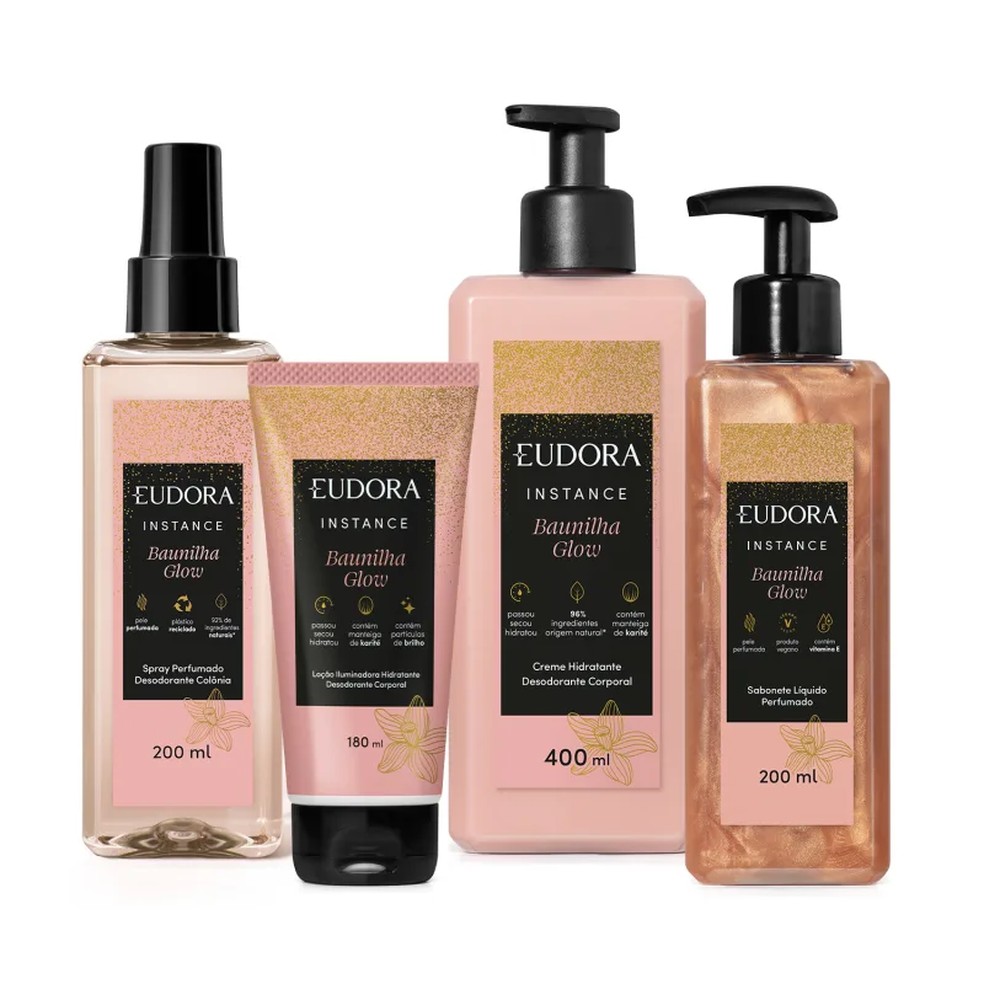 Combo Instance Baunilha Glow, de Eudora, R$ 188,96 — Foto: Divulgação