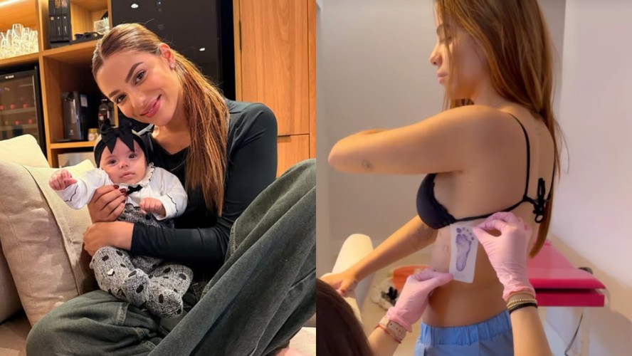 Key Alves tatua o pé da filha