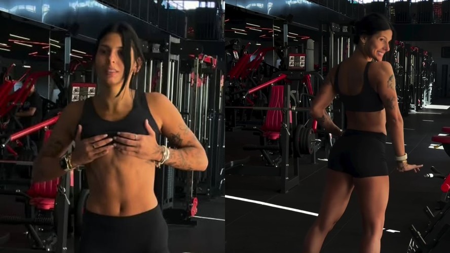 Ana Castela exibe os músculos na academia